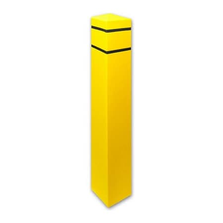 Post Guard Post Guard Bollard Cover Square 6.5 Dia.  x 55 H, Yellow/Black Tape SQN655YBLK